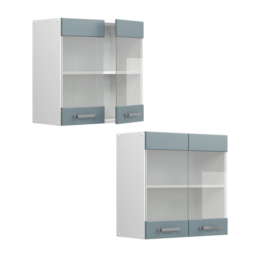 Vicco Mobile da cucina in vetro Grigio-blu 60 cm