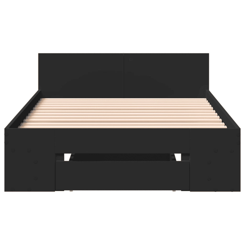 Giroletto con Cassetto Nero 75x190 cm in Legno Multistrato 3280805