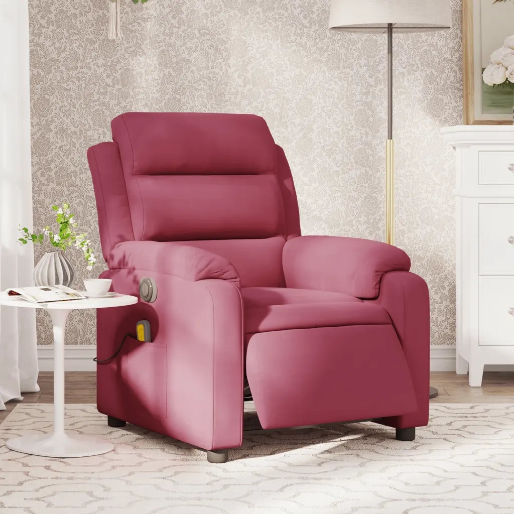 Divano Sedia-Poltrona Massaggiante Reclinabile Elettrica Rosso Vino Velluto 506449