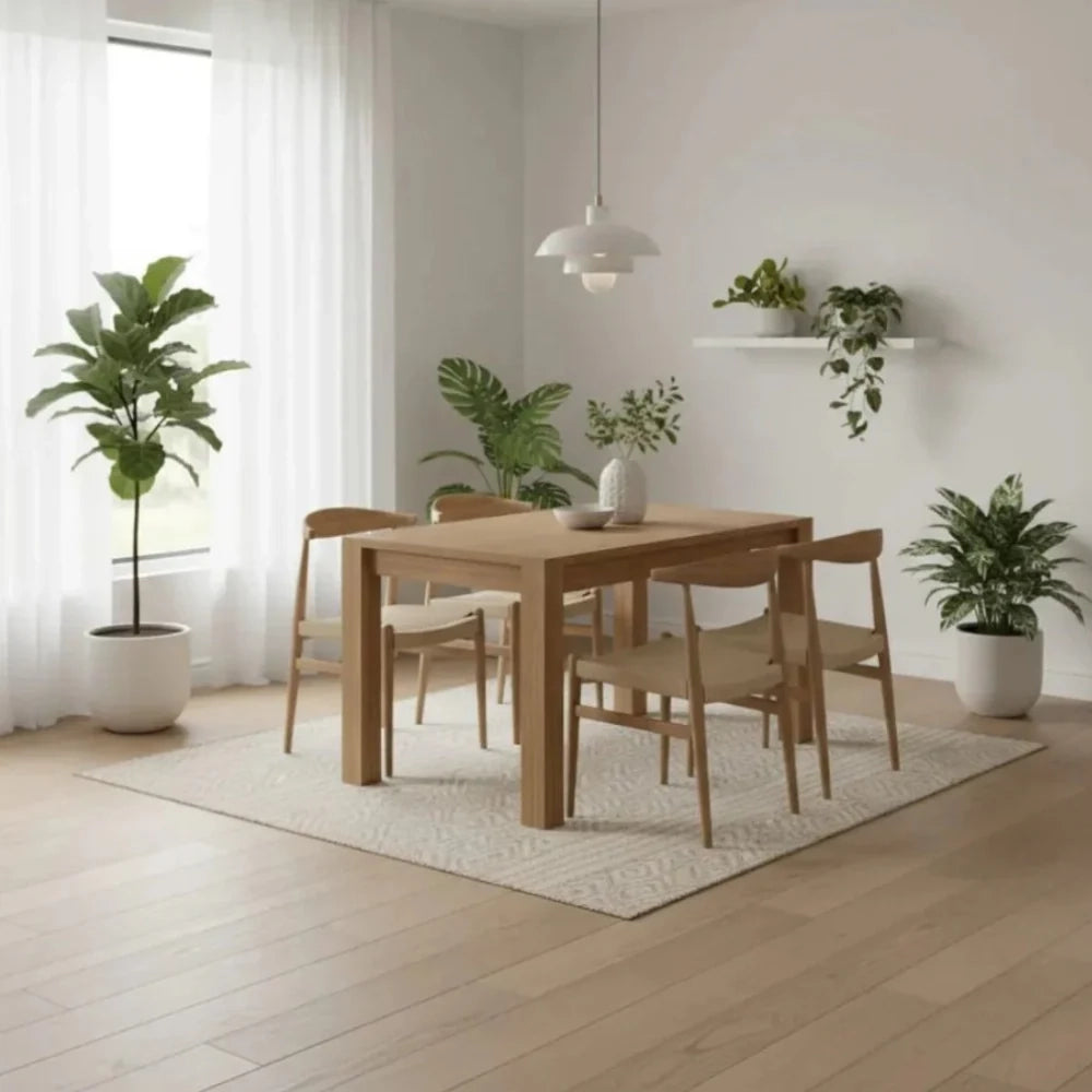 Tavolo da pranzo allungabile in legno impiallacciato rovere naturale Camden 140-190x80 cm fino a 8 posti Made in Italy | Duzzle