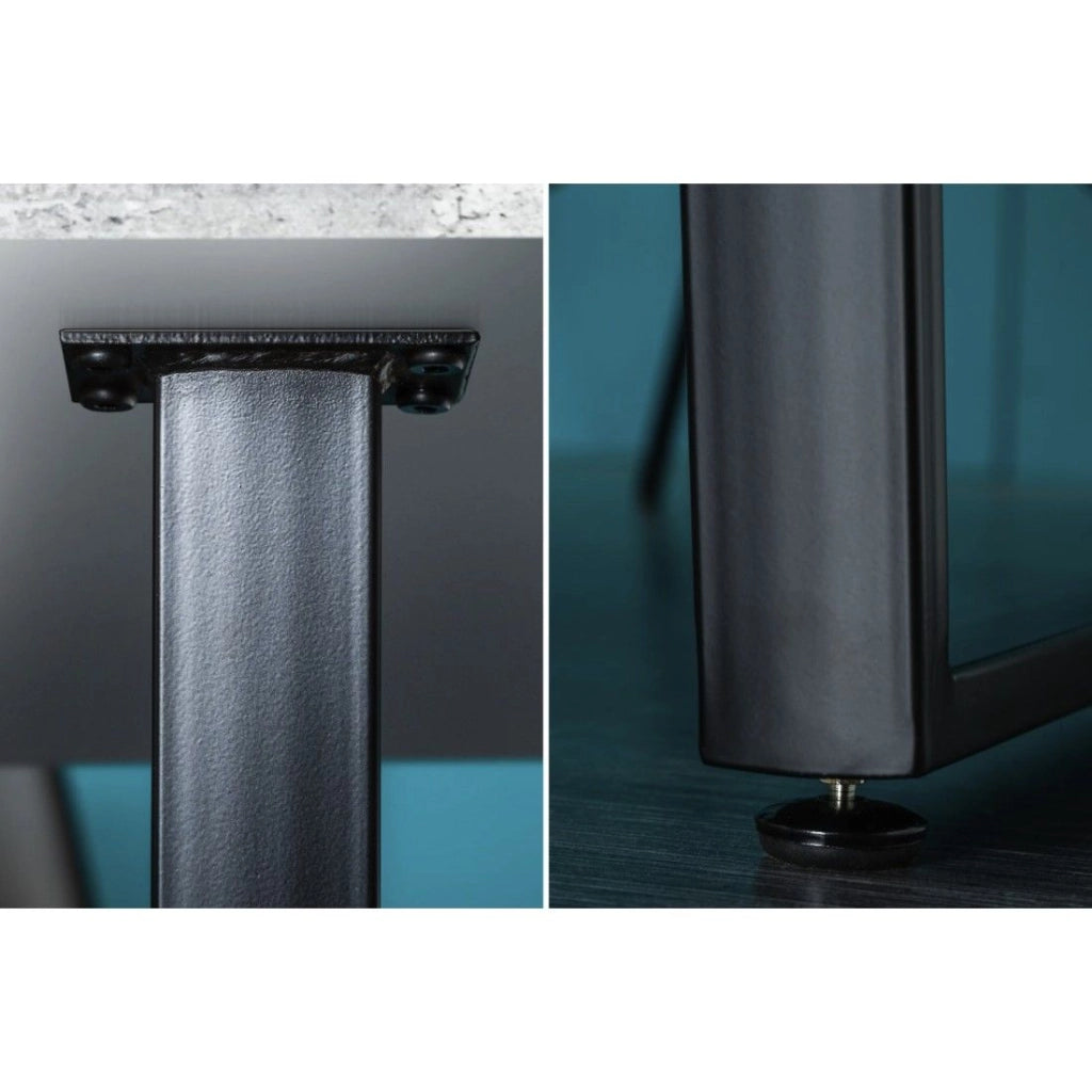 Tavolo da pranzo MERAX 160 cm – Piano effetto cemento grigio e struttura in metallo nero