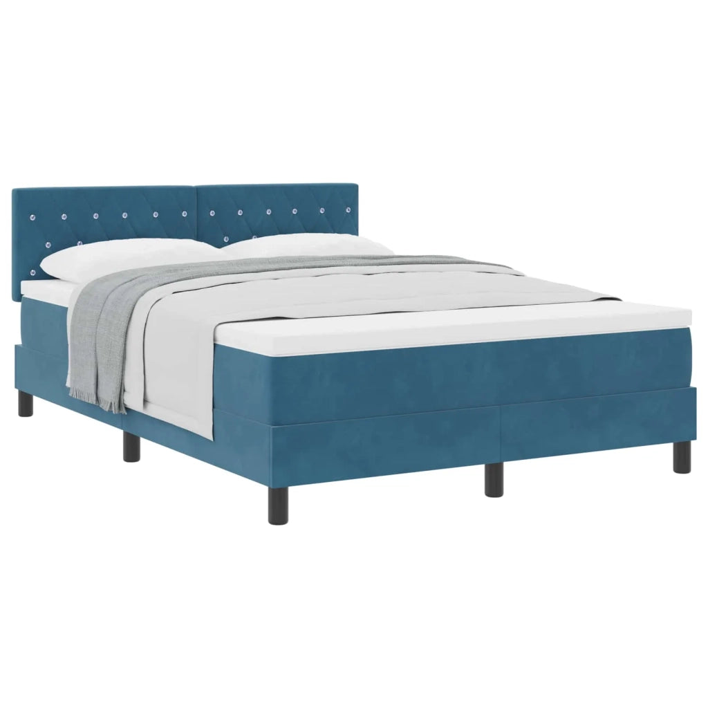 Letto a molle con materasso Blu Scuro 160 x 200 cm Velluto 3339120
