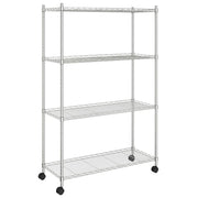 Scaffale portaoggetti a 4 ripiani con ruote 90 x 35 x 137 cm cromato 200 kg 02_0000697