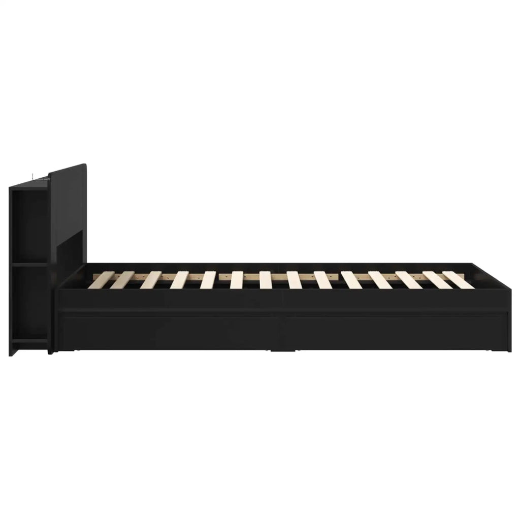 Telaio del letto con storage con cassetto Nero 90 x 190 cm