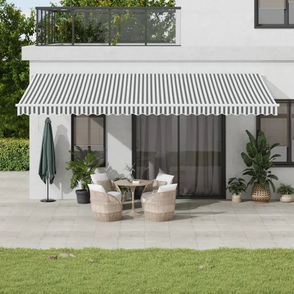 Tenda Retrattile Automatica LED Antracite e Bianco 600x350 cm 3215807