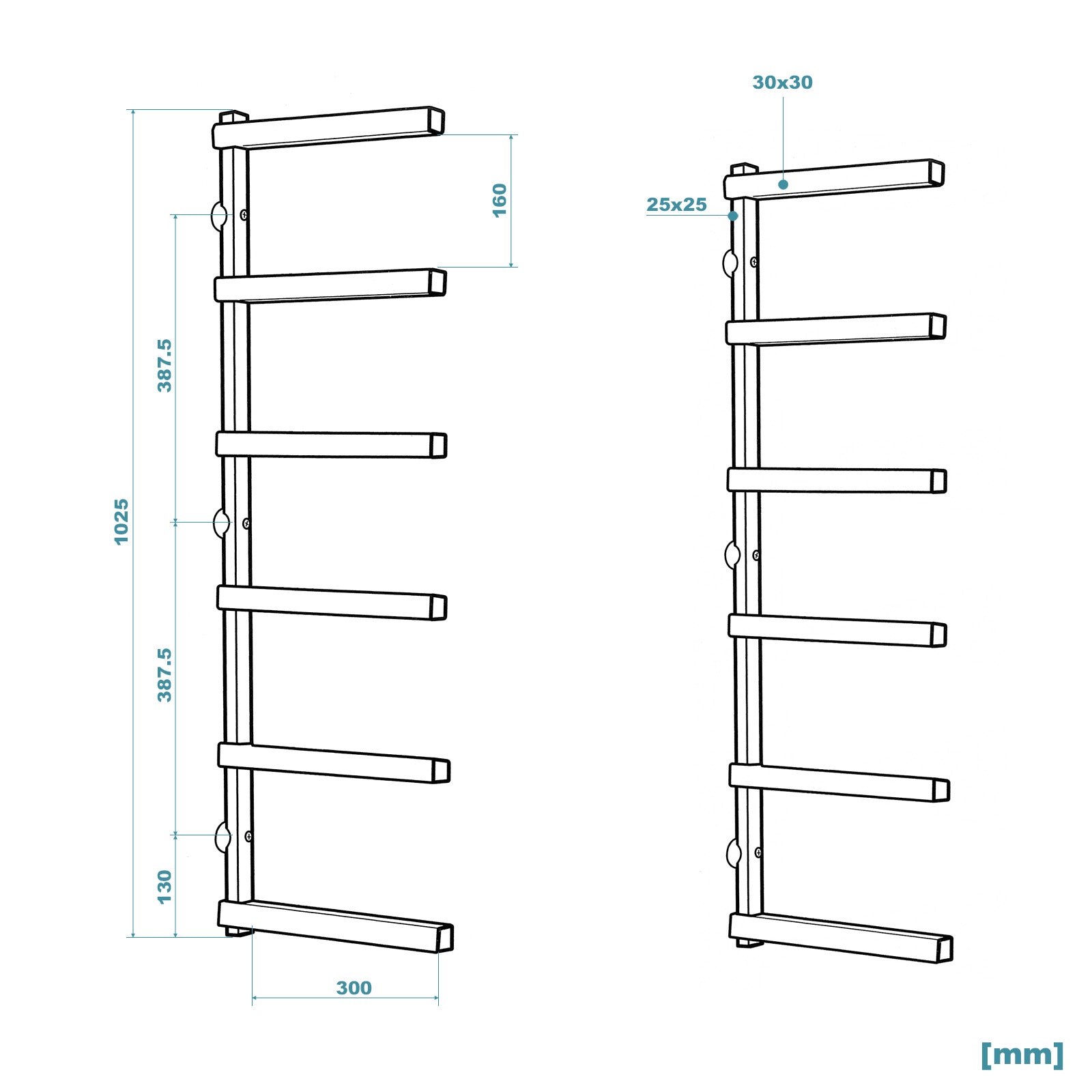 Scaffale in metallo con bracci a sbalzo 6 piani max 300 kg per legno e carichi pesanti