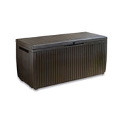 Cassapanca outdoor Burlington, Baule da giardino, Contenitore da esterno, Panchina contenitore da esterno, 123x54 h57 cm, Marrone