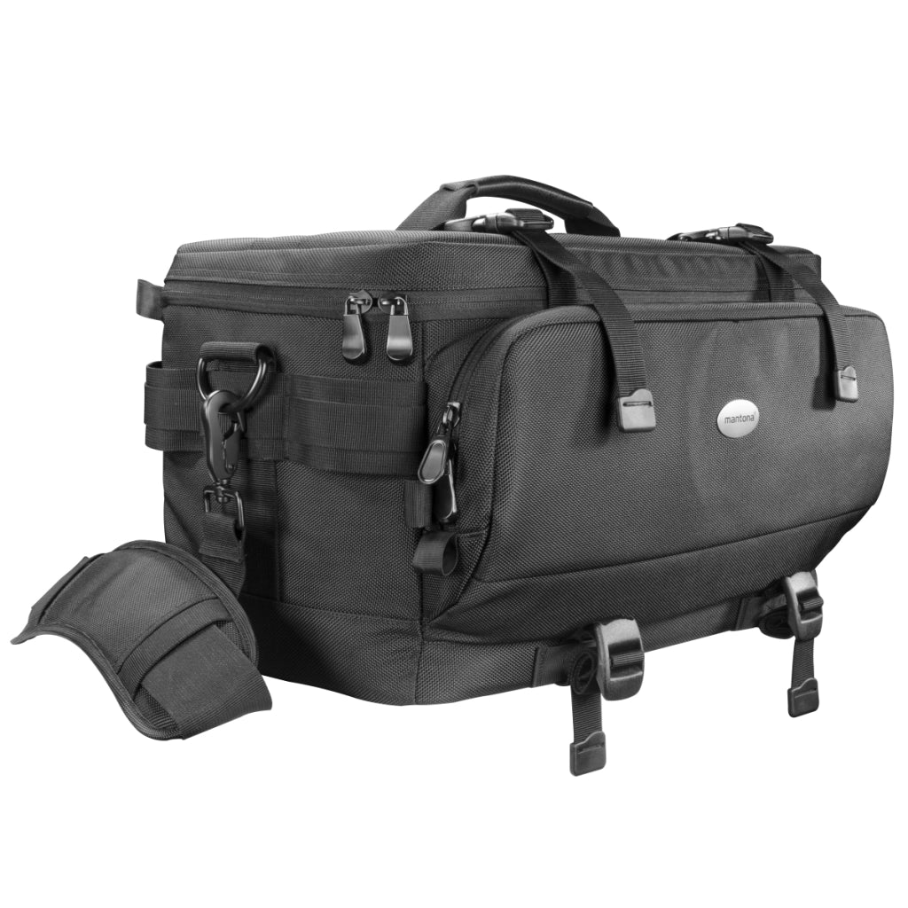Mantona New York borsa fotografica con divisori interni per obiettivi, fotocamere a sistema, reflex, custodia per accessori fotografi con copertura antipioggia e tracolla
