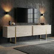 Abishia, Mobile Porta tv 2 Ante, 180x30x50h cm Bianco Marmo