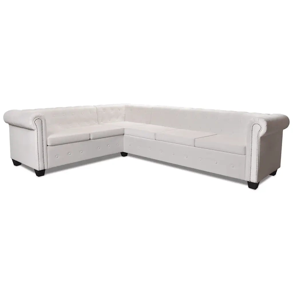 Divano Chersterfield 6 posti Pelle Artificiale Bianca  cod mxl 12542