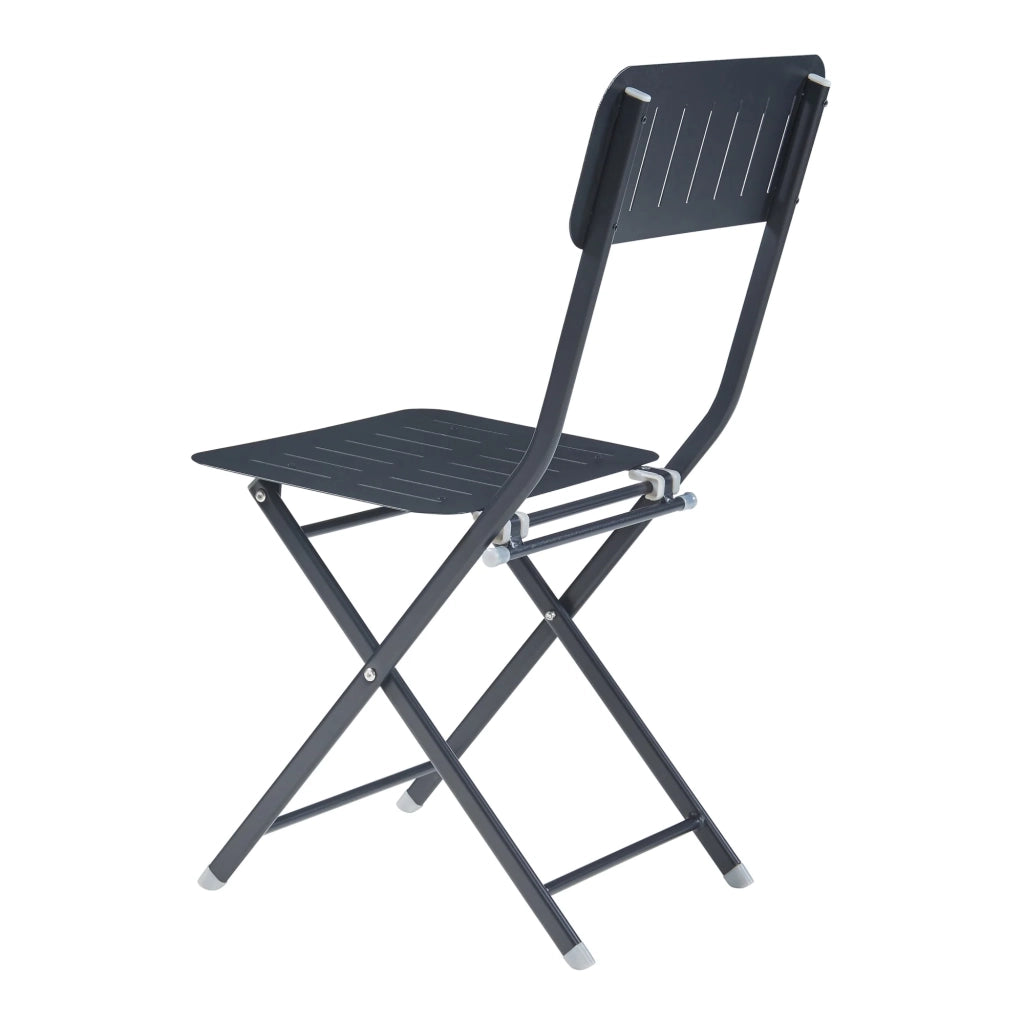 Set di 2 sedie pieghevoli da esterno per giardino campeggio e patio acciaio nero 03_0009653