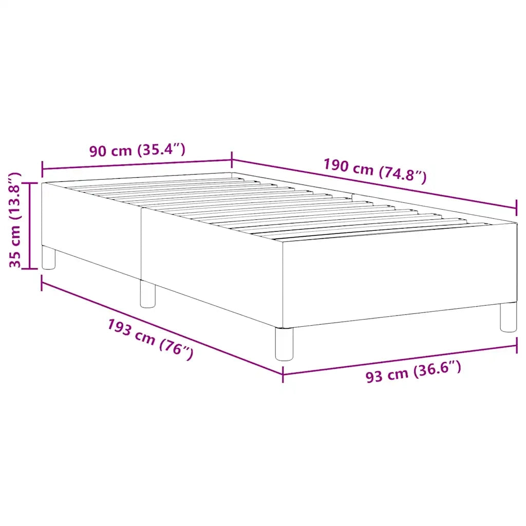 Letto a molle Grigio Scuro 90 x 190 cm Tessuto in Cords 42006943