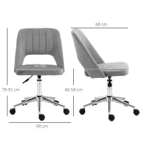 Sedia da Ufficio Ergonomica e Girevole, Sedia Imbottita per Scrivania con Altezza Regolabile, Grigio 49x60x79-91cm