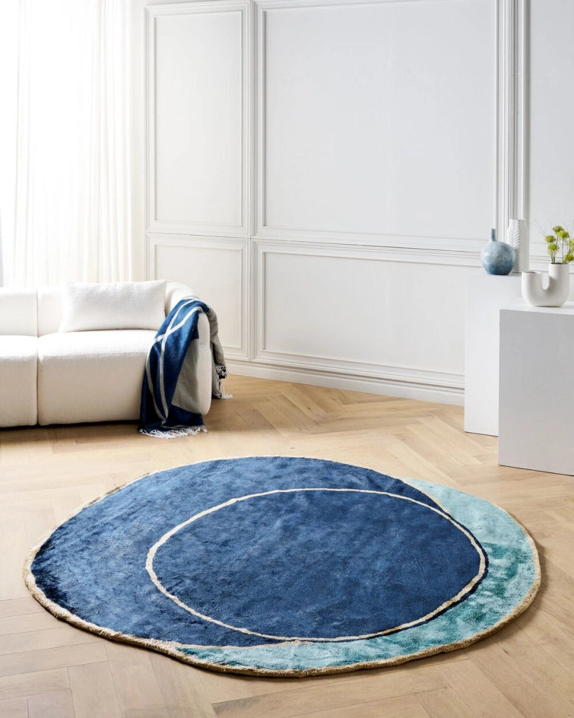 Tappeto Nero con Motivo Geometrico dorato Viscosa e Cotone 200 x 200 cm Stile Modern Glam