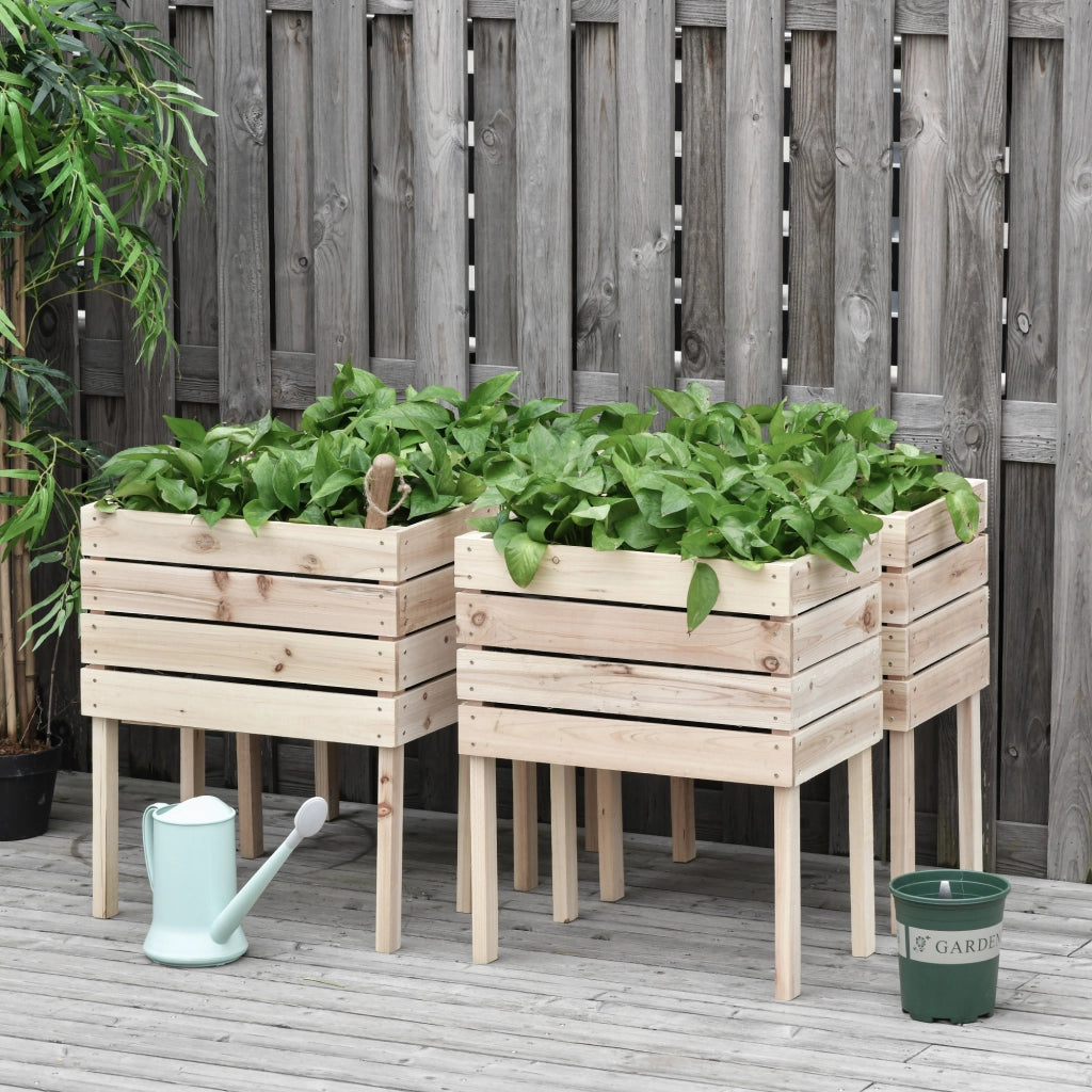 Vasi da Giardino con Supporto ¨C zephmum ¨C Legno di Pino Naturale 50x30x60 cm