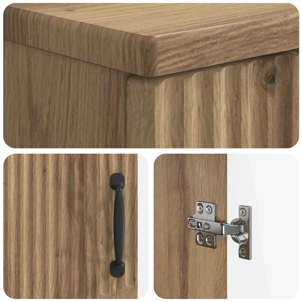 Armadio da Bagno con Ripiano Aperto HOORN Rovere Artigianale 897264