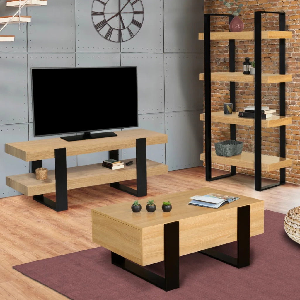IDMarket - Porta TV doppio PHOENIX legno nero