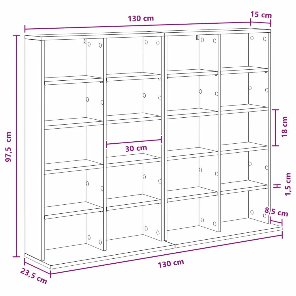 Mobile per CD 2 pz Bianco 65 x 23,5 x 97,5 cm 8012675