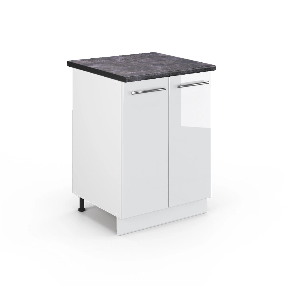 Mobiletto base cucina Fame-Line Bianco lucido/Bianco 60 cm, PL Antracite Vicco