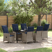 Set da pranzo da giardino 7 pezzi  con cuscini in rattan grigio