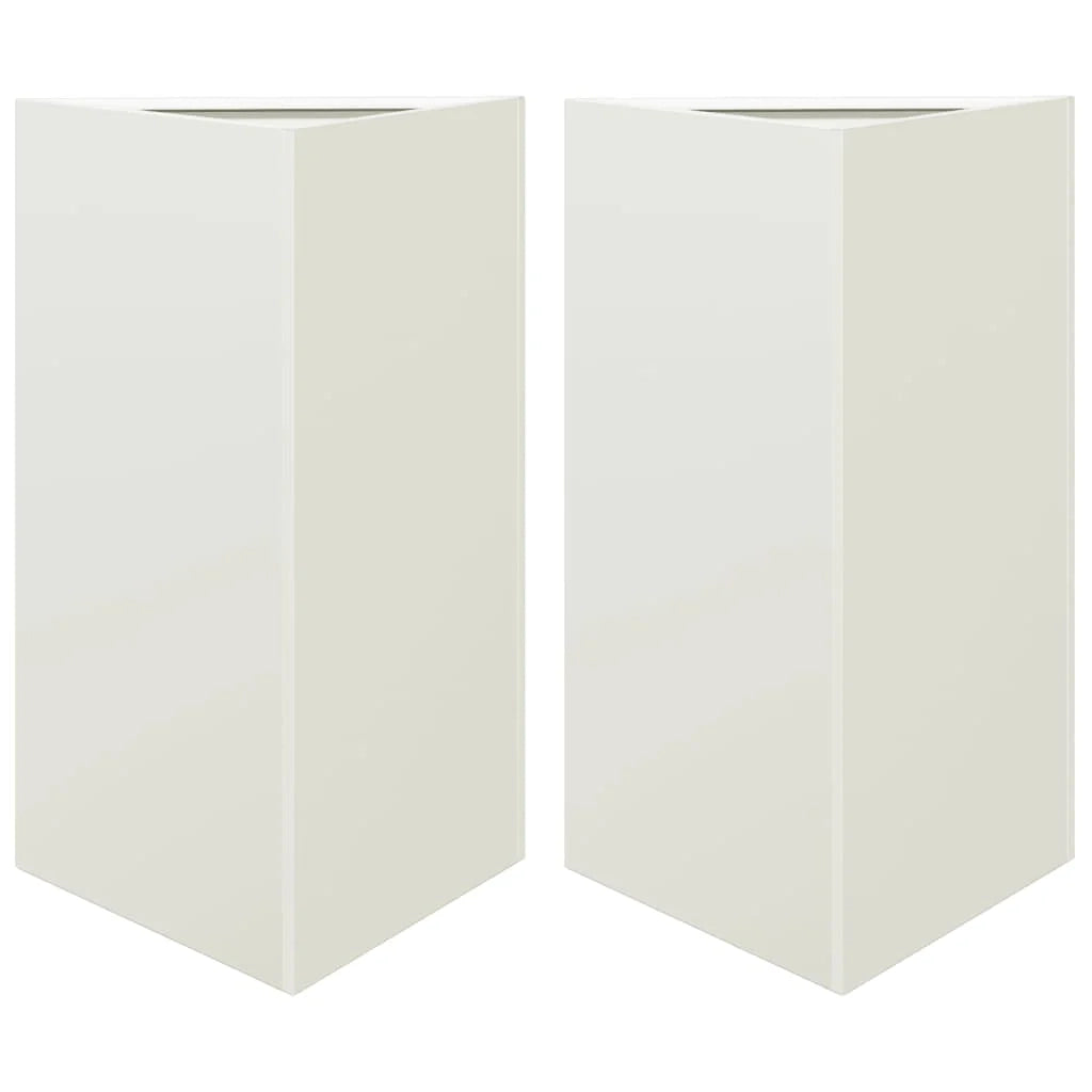 Fioriera rialzata per piante fiori giardino terrazze set da 2 triangolare 50 x 43 x 75 cm acciaio bianco 02_0039105