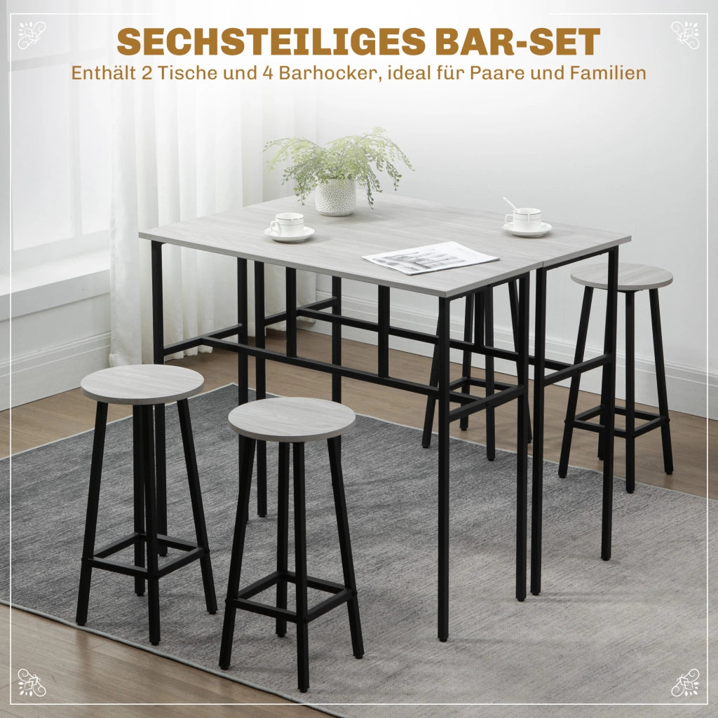 Tavolo da bar con sgabelli ¨C zephmum ¨C Grigio e nero, 6 pezzi