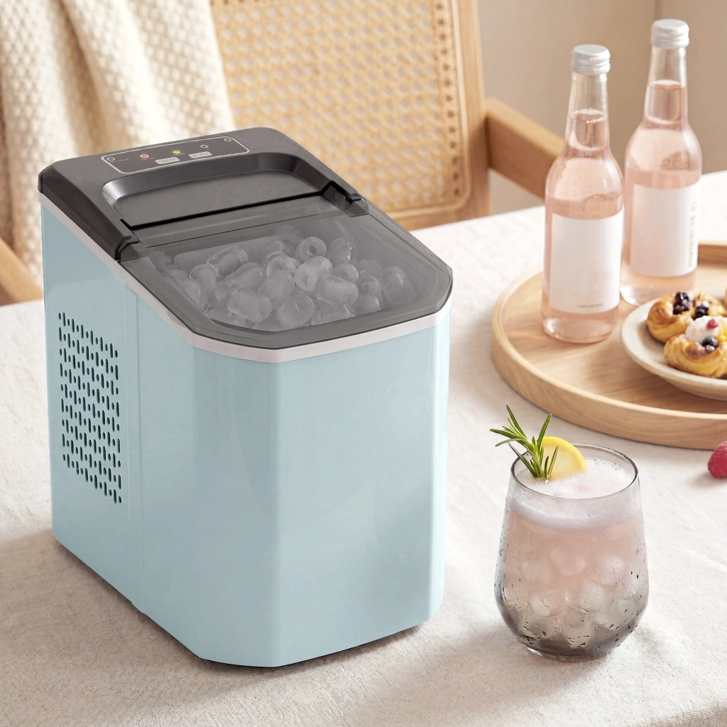 Macchina del ghiaccio automatica ¨C zephmum ¨C 12 kg/24h, 9 cubi in 7 minuti, 2 dimensioni, 1.5L, blu