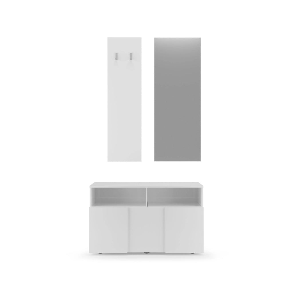 Riano, Mobile da Ingresso Specchio Incluso, 91x36x165h cm Bianco Fantasia