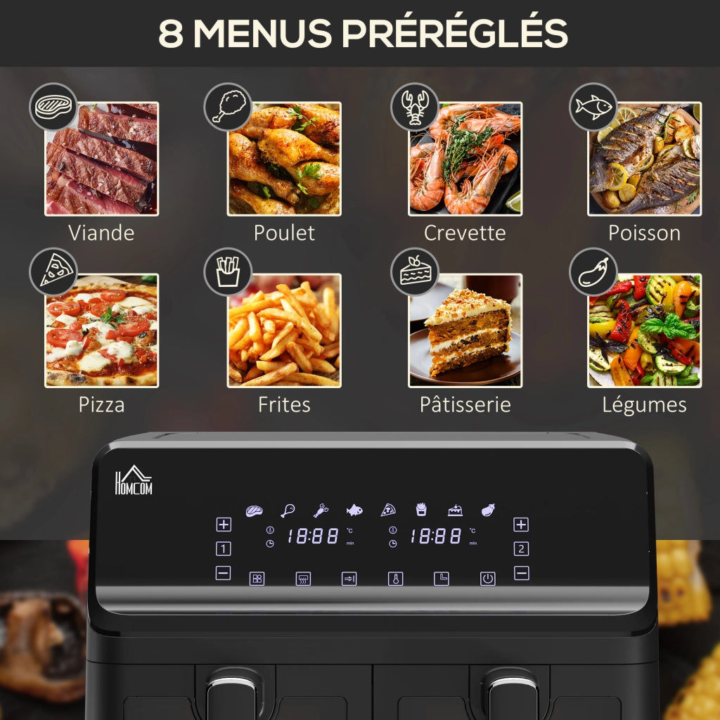 Friggitrice ad aria senza olio 8L 2500W 8 programmi ¨C Zephmum ¨C Nero