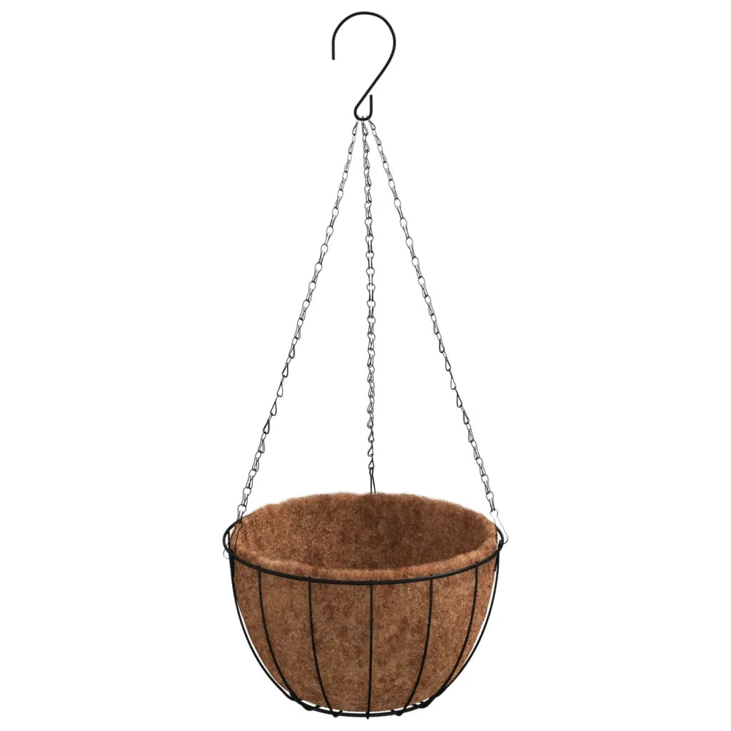 Fioriere Pensili 4 pz Rivestimenti Cocco Nero Ø40x63cm Acciaio 319359