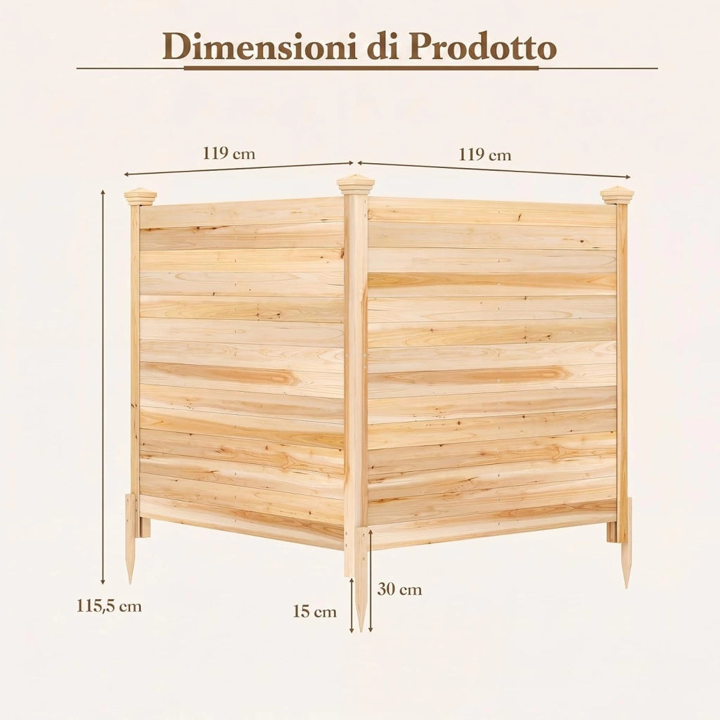 Recinzione da Giardino a 2 Pannelli, Recinto da Esterno in Legno Massello, Pannelli Frangivista a Doghe da Esterno per Copri Bidoni, Condizionatore e Attrezzature