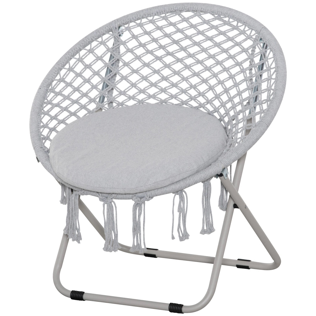 Poltrona a dondolo in rattan ¨C Zephmum ¨C Grigio, 80x90x100 cm