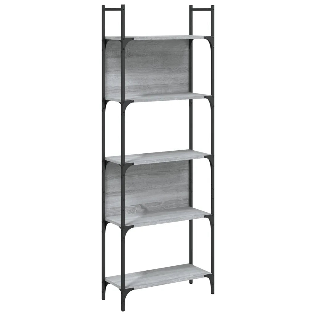 Libreria 5 Ripiani-Scaffale per Libri-Mobile di Stoccaggio Grigio Sonoma 60,5x24x166,5 Legno Multistrato