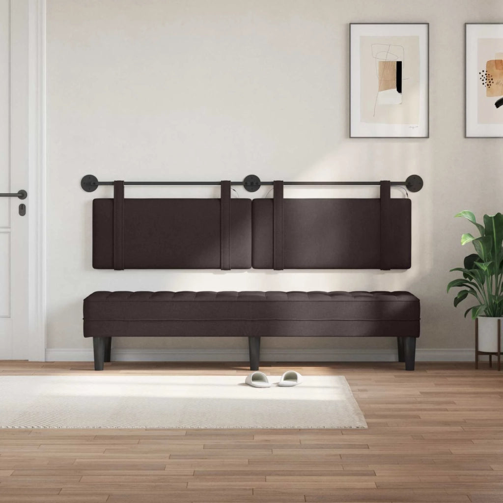 Testiera sospesa Con luce LED Marrone Scuro Tessuto