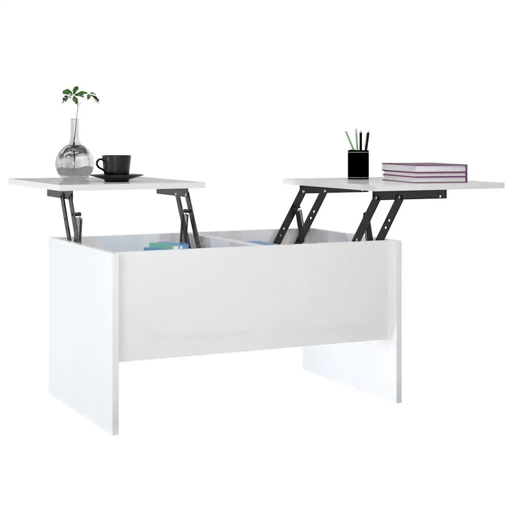 Tavolino Salotto Bianco Lucido 80x50x42,5 cm Legno Multistrato cod mxl 22700