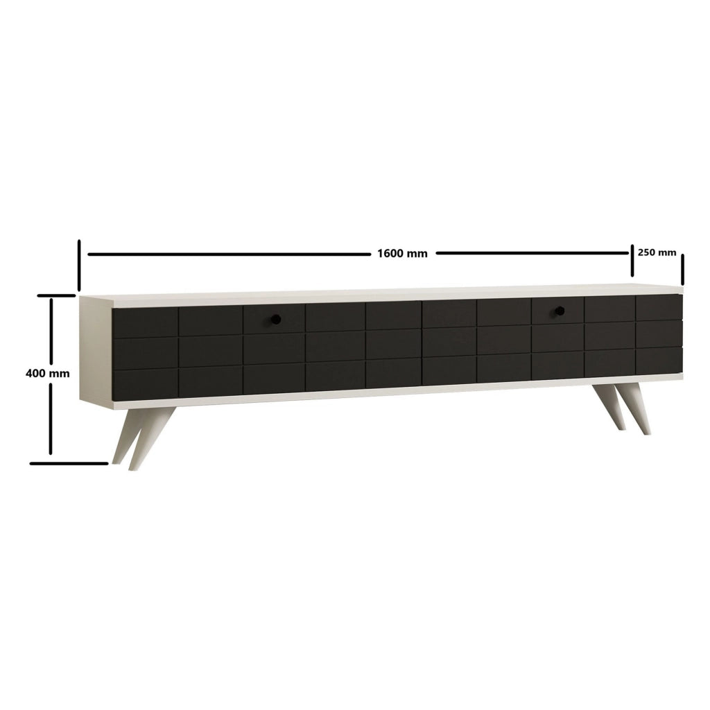 Tresana, Mobile Porta tv 2 Ante, 160x25x35h cm Nero Antracite