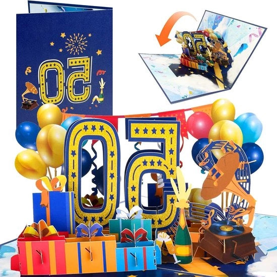Carta di auguri 3D 50 anni - Carta pop-up con involucro - Regalo per uomini e donne