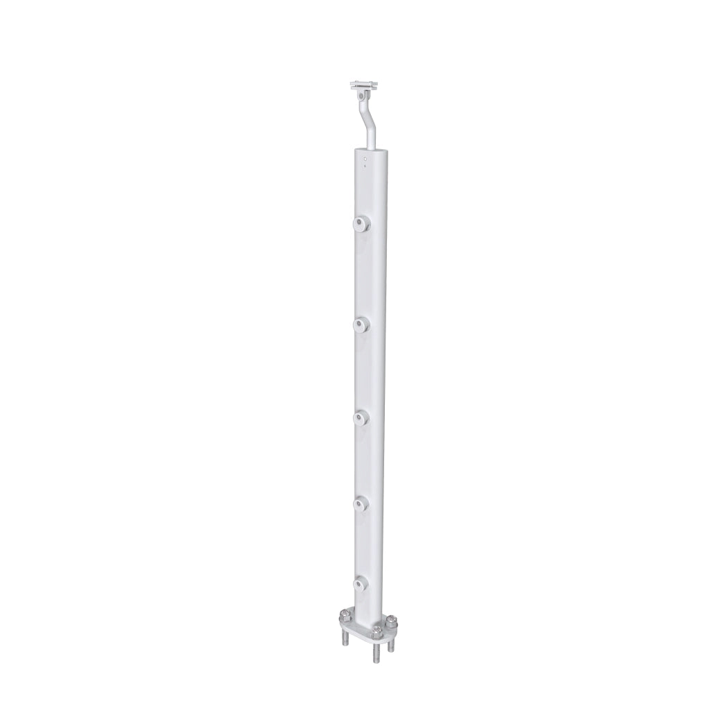 Ringhiera Parapetto in Alluminio Argento Opaco 200x100cm a Fissaggio a Pavimento, con supporto di collegamento a Parete