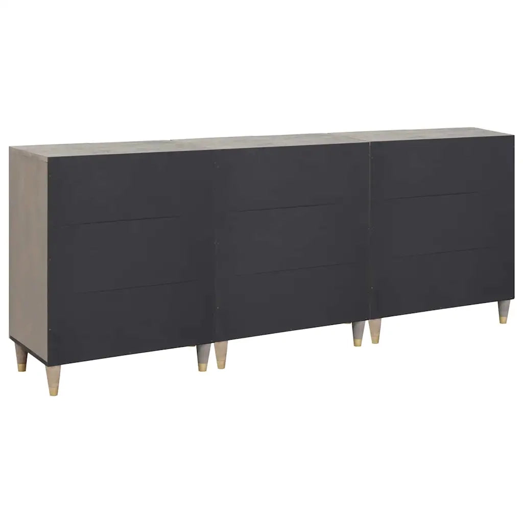 Set di Armadi da Bagno | Armadio da bagno 3 pz Grigio e Oro 180 x 33 x 75 cm