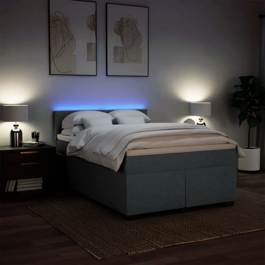 Giroletto a Molle con Materasso Grigio Scuro 140x190 cm Tessuto 3288177
