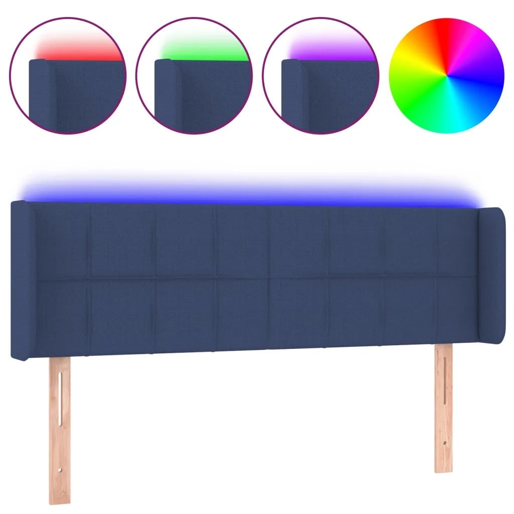 Testiera | Testata a LED Blu 147x16x78/88 cm in Tessuto