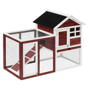 Gabbia per conigli con recinto esterno ¨C zephmum ¨C rosso 123.5x62.6x92.5 cm