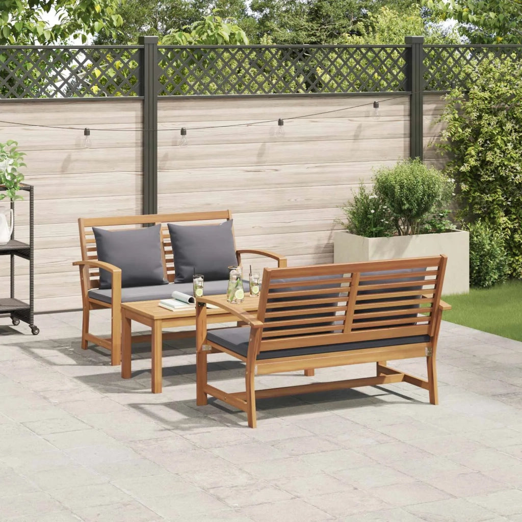 Set Divano da Giardino 3 pcs Naturale Legno di teak solido 3356857