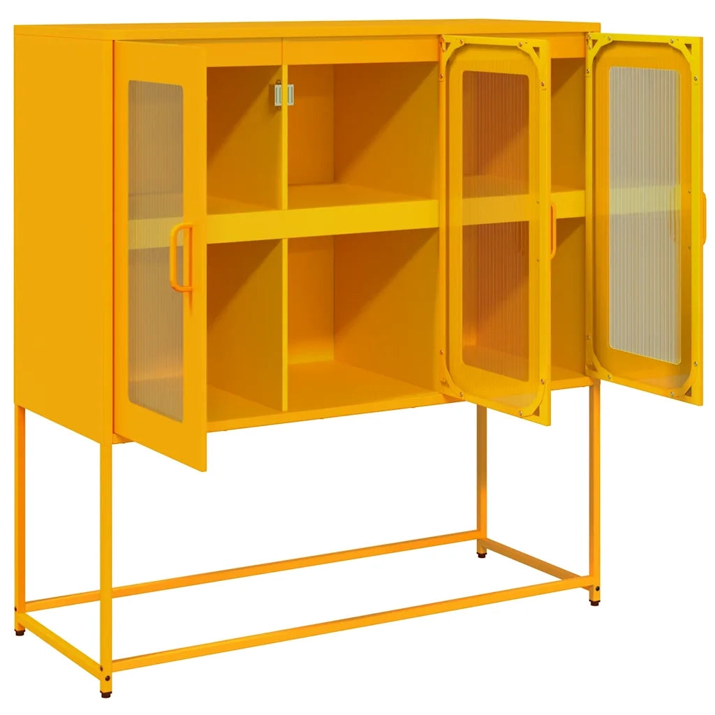 Credenza-Buffet-Armadio da cucina Giallo Senape 100,5x39x107cm Acciaio Laminato Freddo 910222