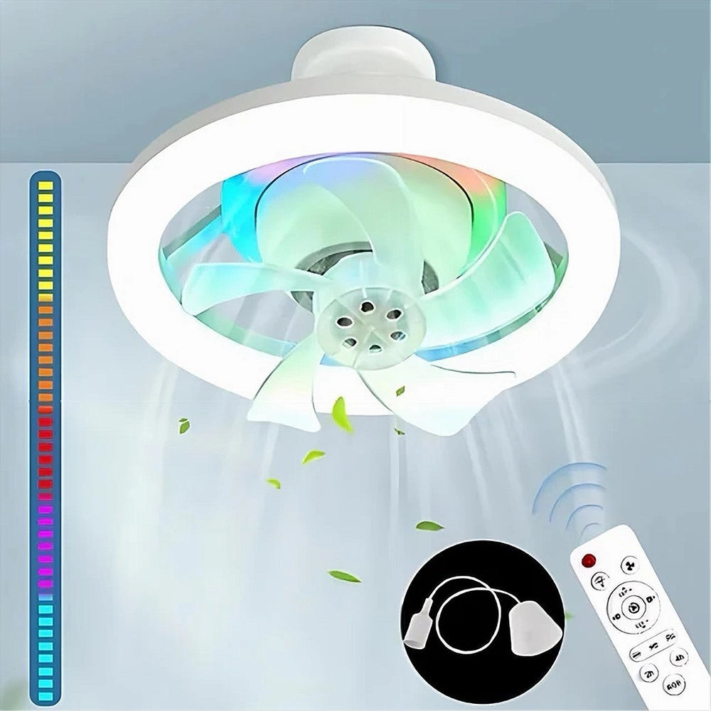 Trade Shop - Ventilatore Soffitto Con Luce Led Rgb Regolabile Sky Refresh Con Telecomando -
