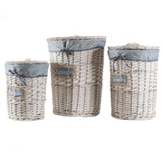 Set 3/5 Pezzi Ceste Portabiancheria in Vimini con Coperchio e Fodera Interna in Tessuto, Contenitori Multiuso per Bucato, Bagno, Lavanderia e Camera da Letto, Design Shabby Chic   3 Ceste QuincyTipo3