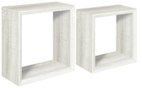 Set 2 Mensole Cubo da Parete Quadrato in Fibra di Legno Ginevra Rovere Sbiancato