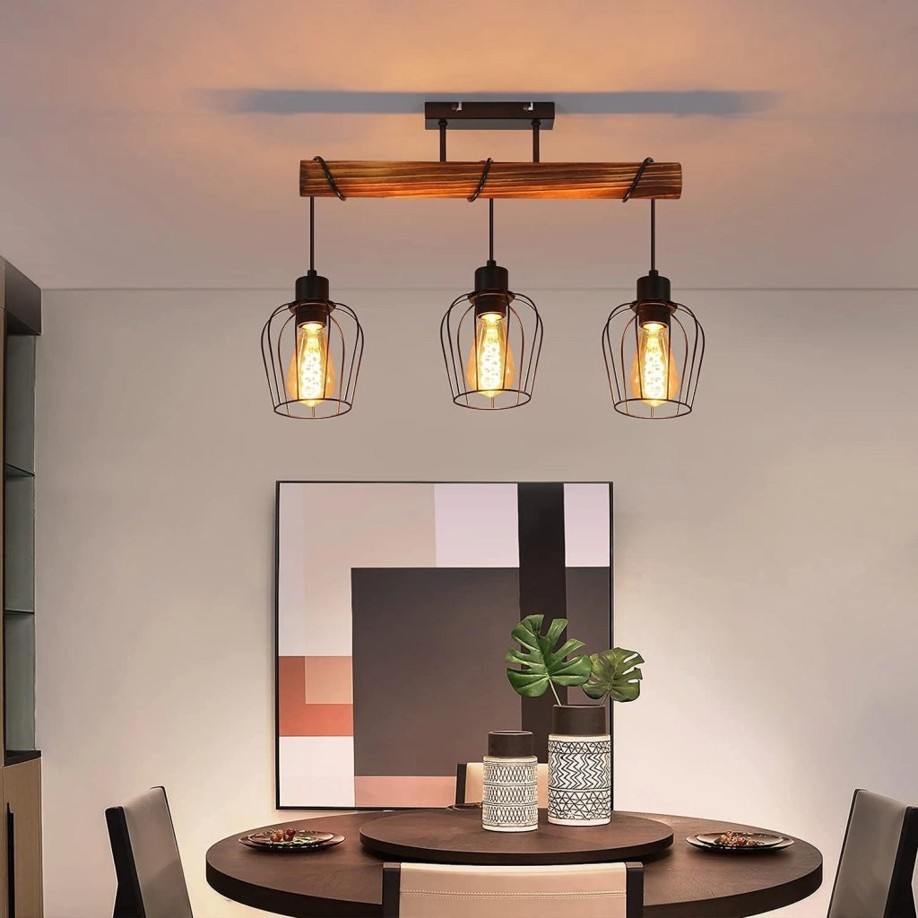 ZMH Lampada da soffitto 3 luci design retrò nero metallo E27 senza lampadina