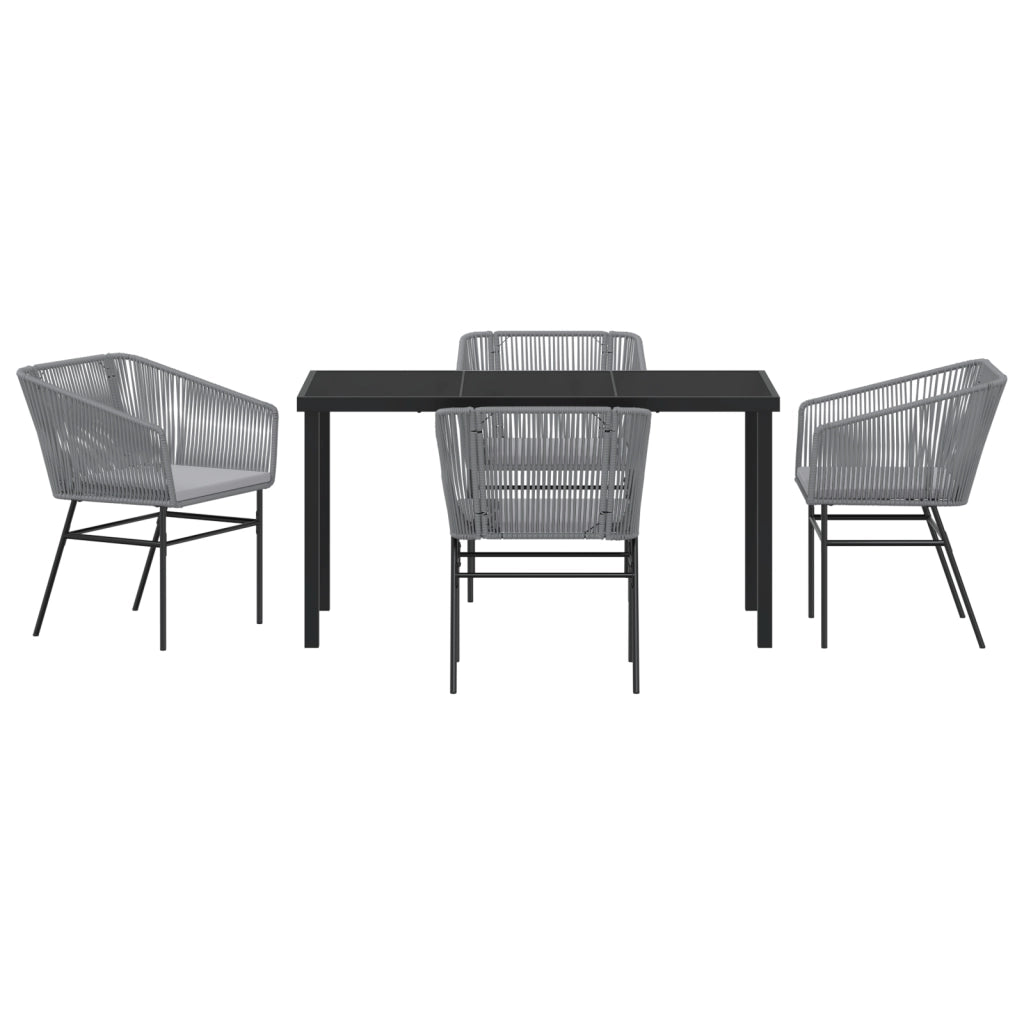 Set da pranzo giardino 5 pezzi con cuscini Grigio Polyrattan