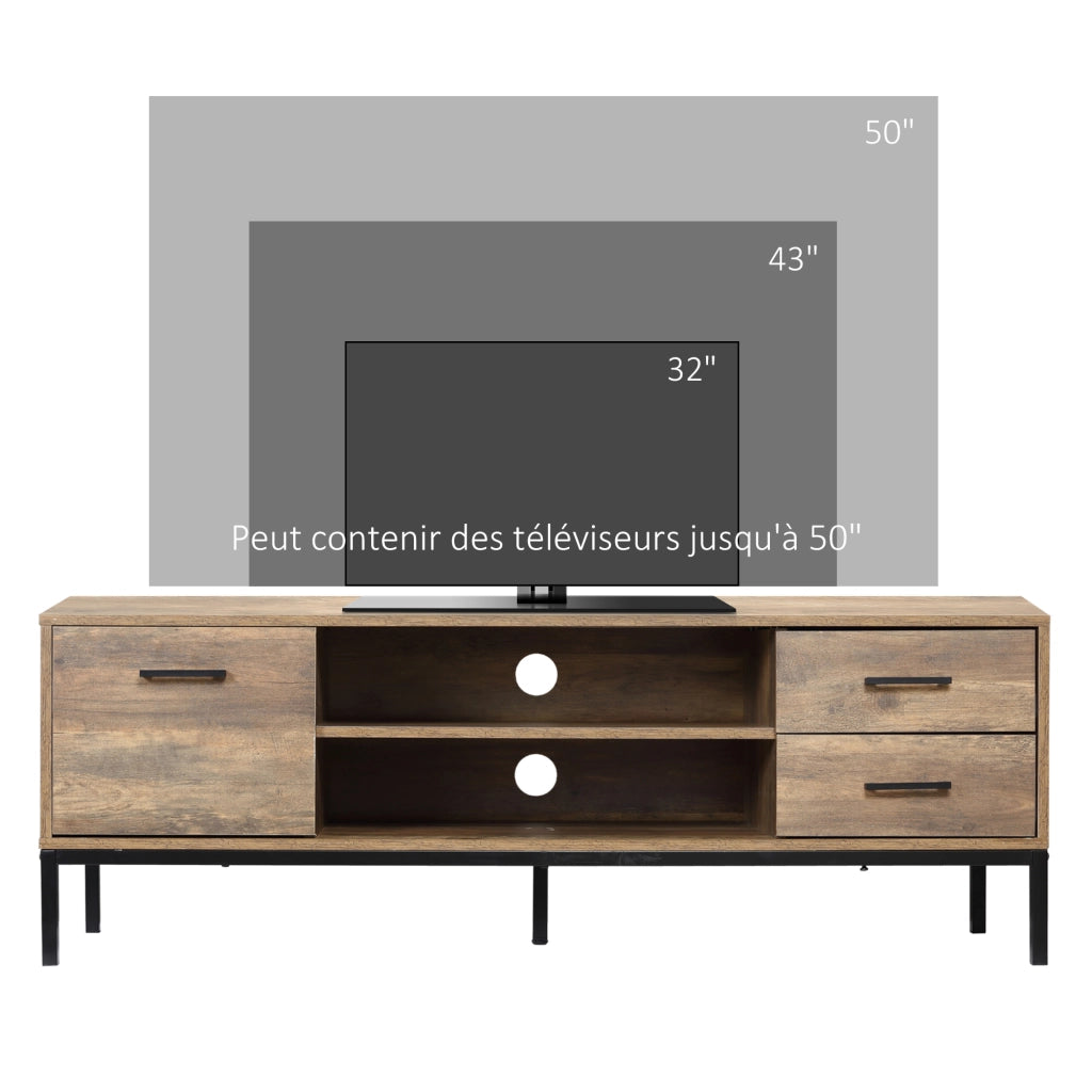 Mobile TV con cassetti e scaffale ¨C zephmum ¨C marrone nero 132x39x45.5 cm